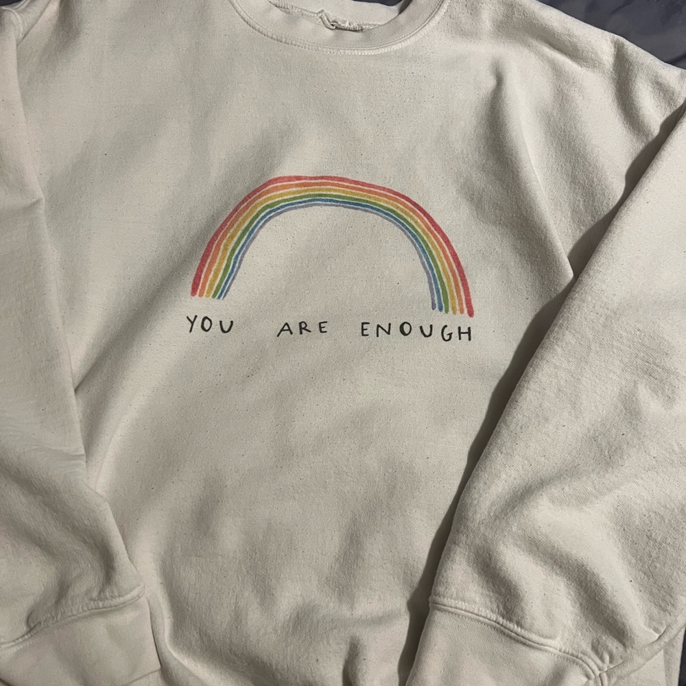 Cream Sweatshirt with Rainbow Design